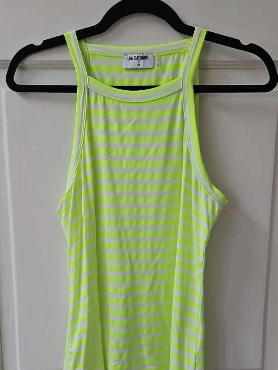 LNA Tops - LNA Neon Yellow Stripe Racerback Tank